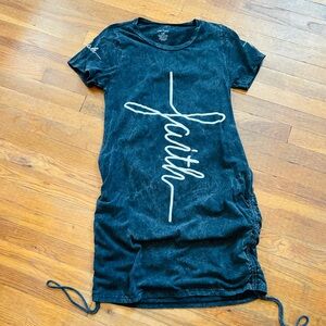 Faith Black Mineral Wash Tee Dress
